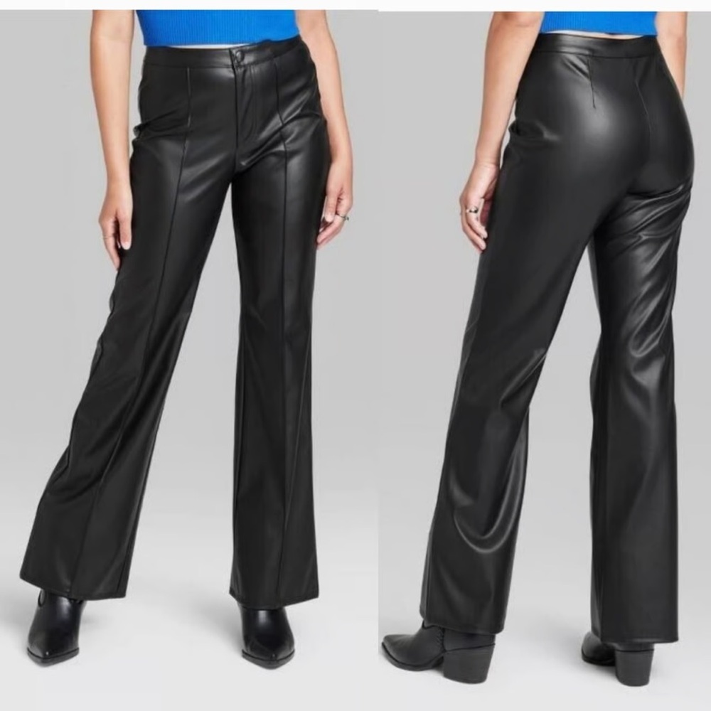 Wild Fable Black Flare Faux Leather Pants